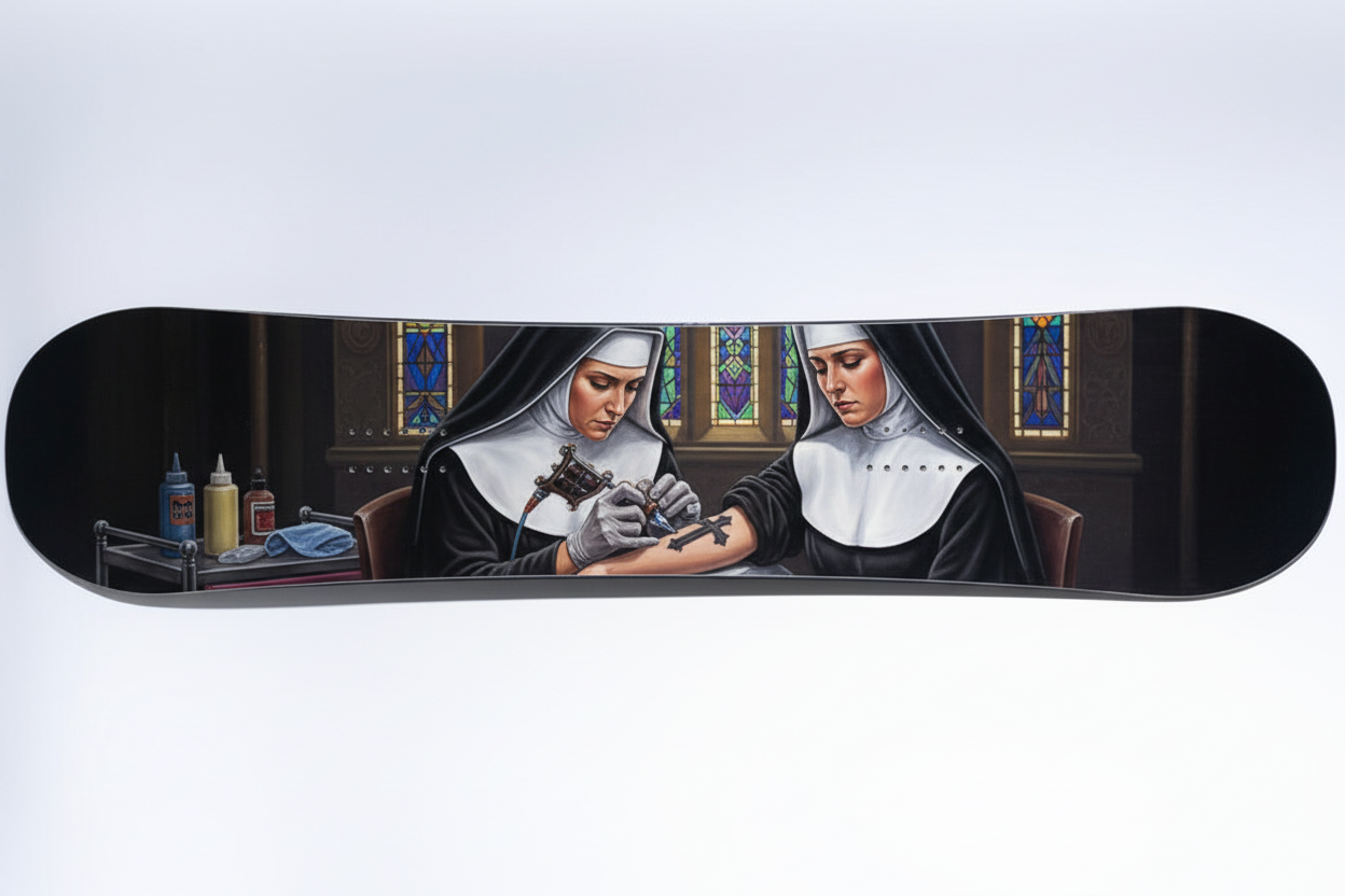 Snowboard -smoking nuns and tattoos shops